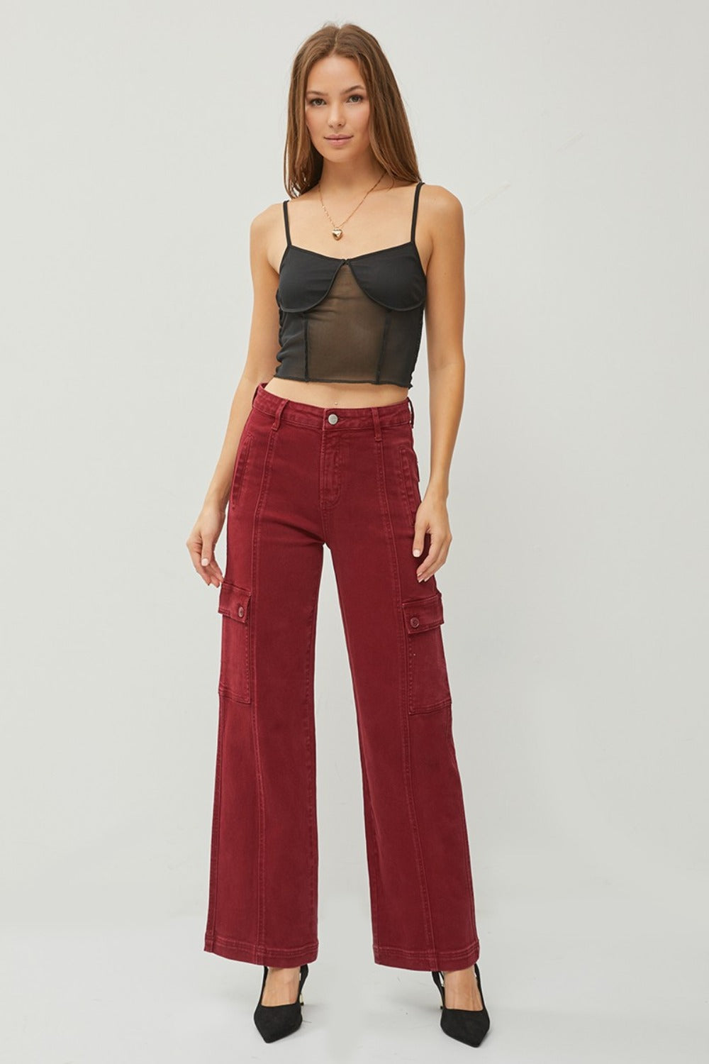 RISEN Full Size High Rise Wide Leg Cargo Jeans RISEN Full Size High Rise Wide Leg Cargo Jeans - TopFashionHQ