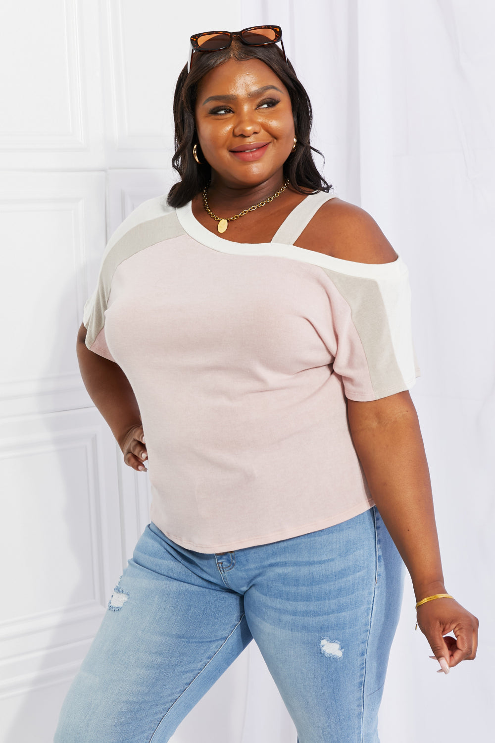 Andree by Unit Full Size Something Simple Cold Shoulder Tee Andree by Unit Full Size Something Simple Cold Shoulder Tee - TopFashionHQ
