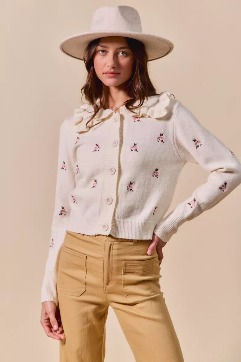 SO ME Collared Floral Embroidered Button Down Sweater Cardigan ffe8ef222202428f838042a8829ecac3-Max-Origin