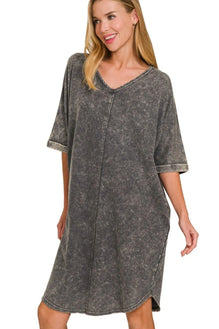 Zenana Acid-washed French Terry Tee Shirts Dress
