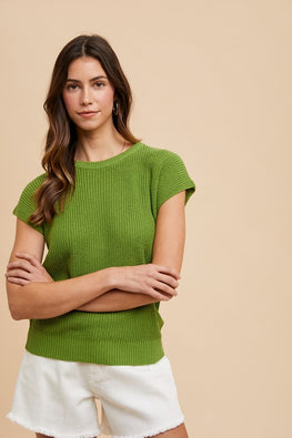 Annie Wear Round Neck Short Sleeve Sweater