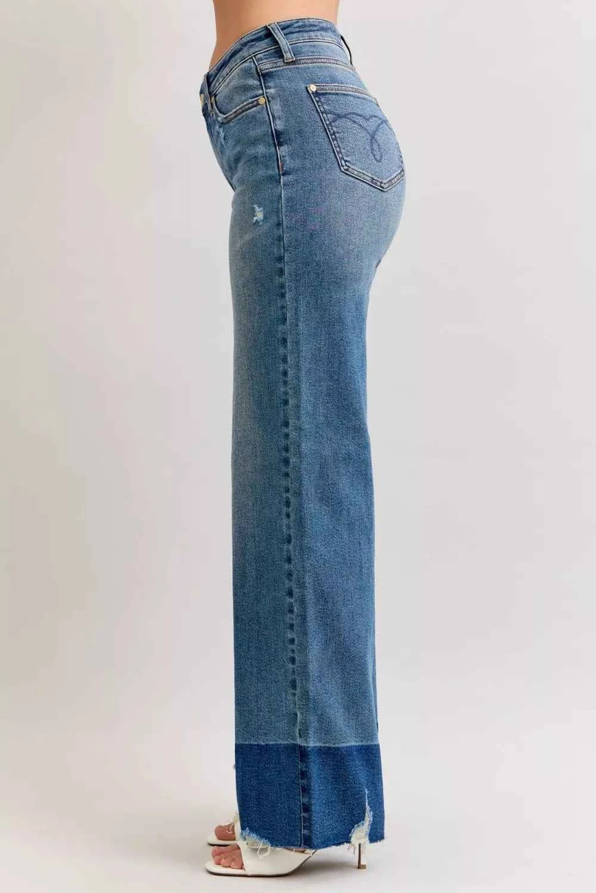 Judy Blue Raw Hem High Waist Column Straight Jeans