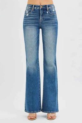 RISEN Full Size Tummy Control High Rise Flare Jeans Plus Size