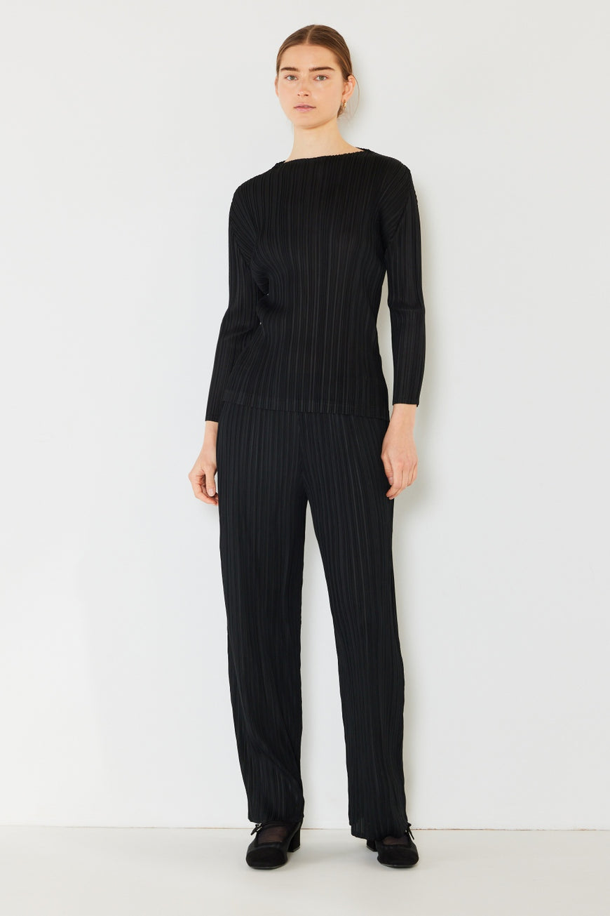 Marina West Swim Pleated Long Sleeve Boatneck Top - TopFashionHQ
