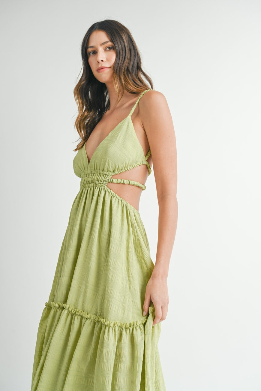 MABLE Cutout Waist Backless Maxi Dress - TopFashionHQ
