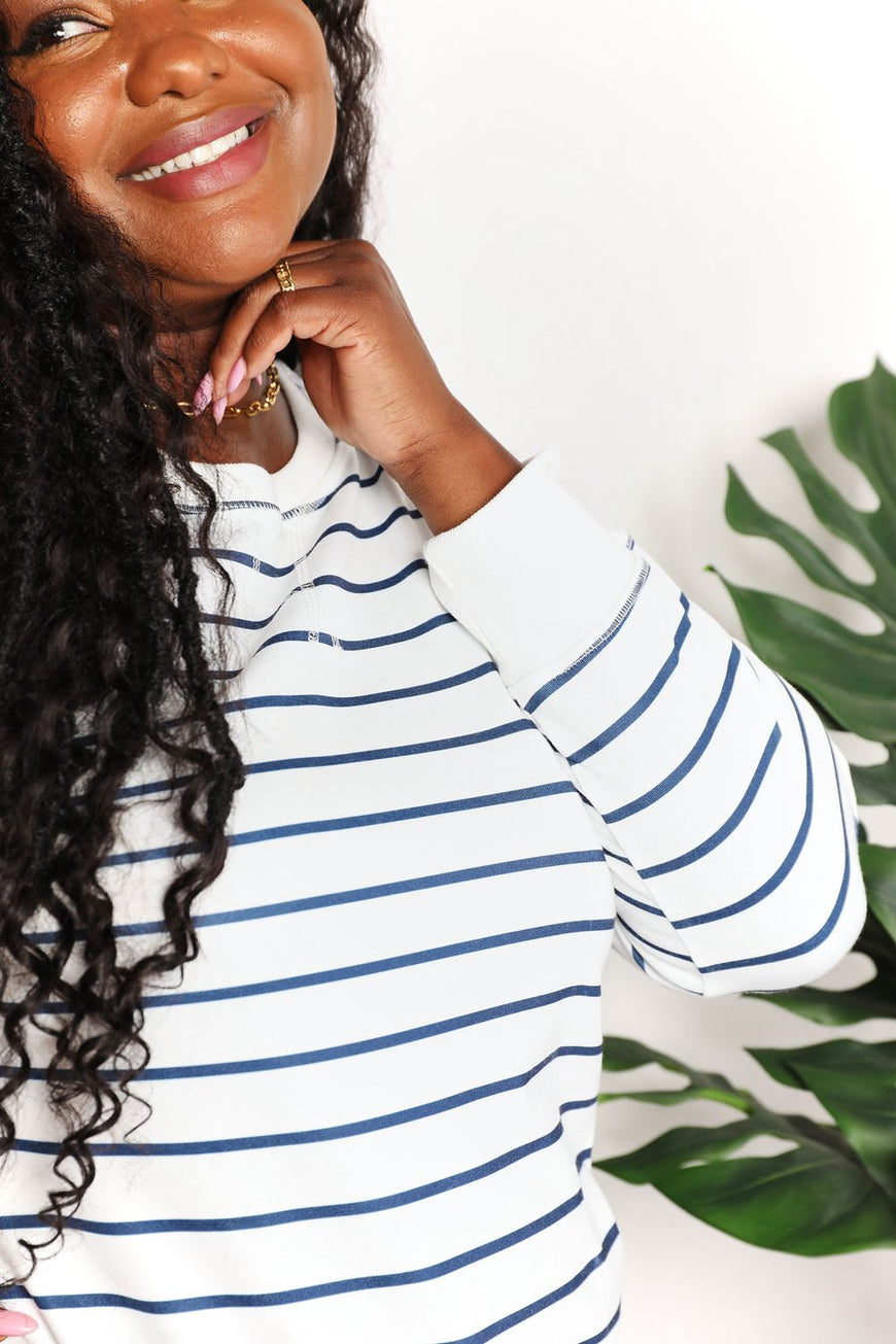 Double Take Striped Long Sleeve Round Neck Top - TopFashionHQ