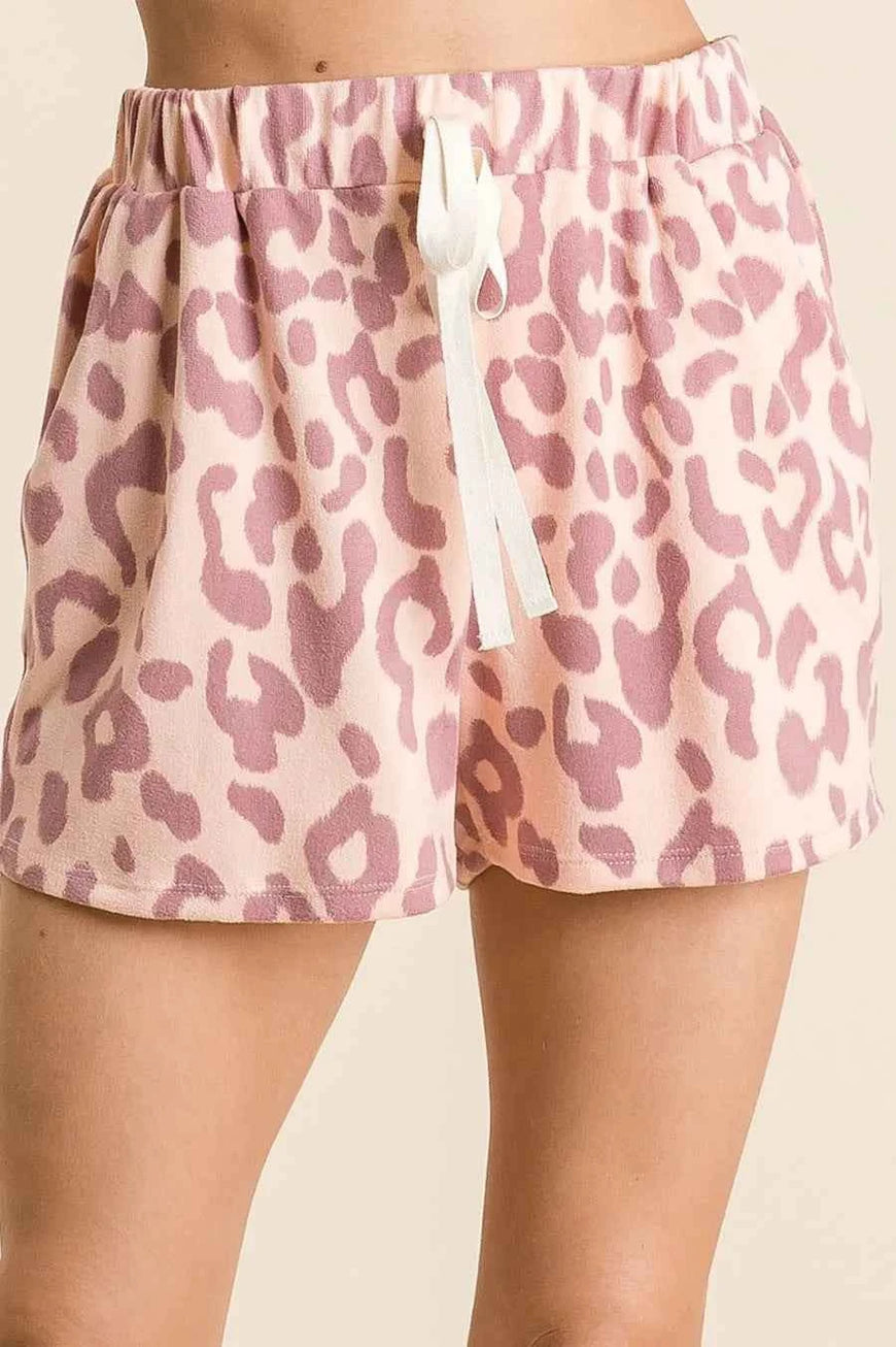 BiBi Leopard Shorts with Twill Tape Drawstring