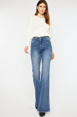 Kancan Cat's Whiskers High Waist Flare Jeans - TopFashionHQ