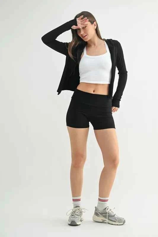 MONO B Ribbed Foldover Waist Shorts