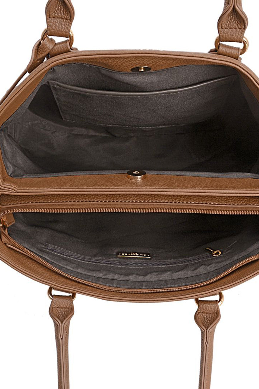 David Jones Structured Leather Handbag - TopFashionHQ