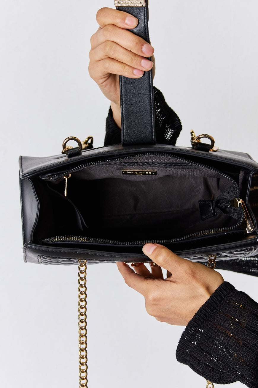 David Jones Quilted PU Leather Handbag - TopFashionHQ