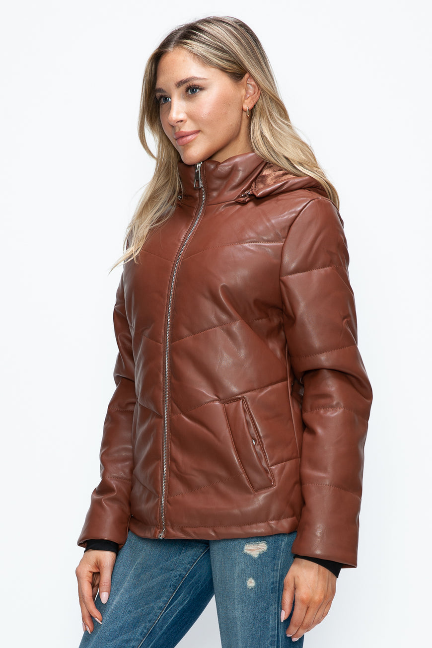 How Dare U Pocketed Zip Up Puffer Jacket with Removable Hood - TopFashionHQ