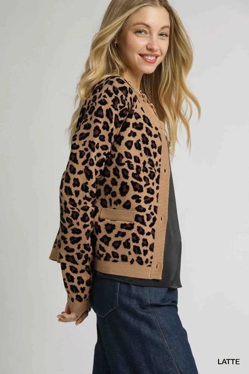 Umgee Leopard Print Button-Down Cardigan