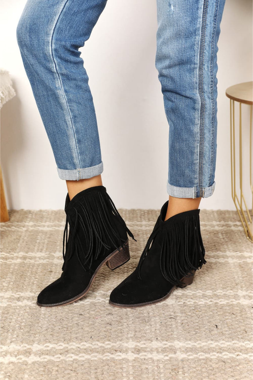 Legend Women's Fringe Cowboy Western Ankle Boots - TopFashionHQ