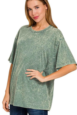 Zenana Washed Short Sleeve Top