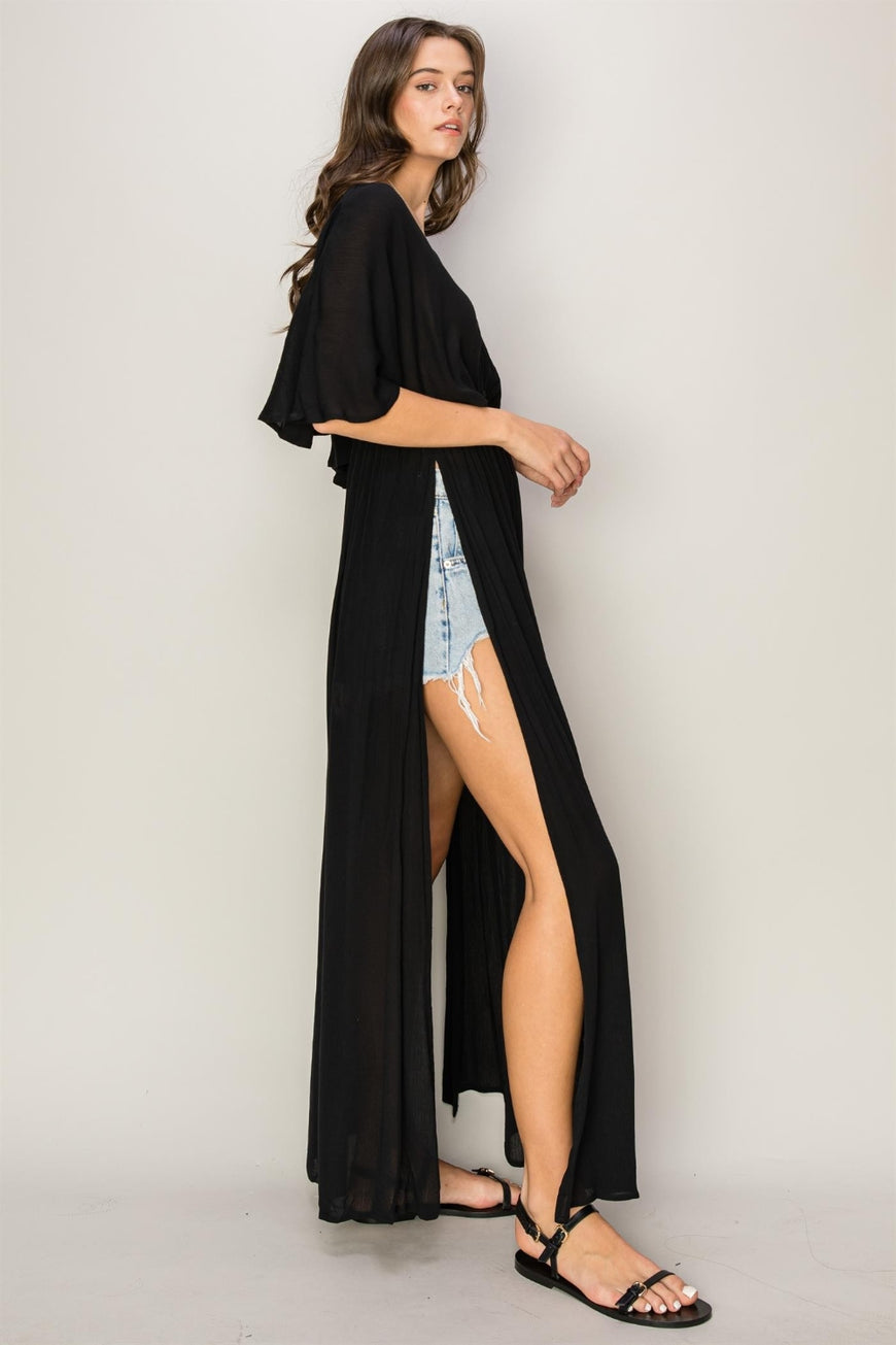 HYFVE Tie Back Maxi Split Cover Up Dress - TopFashionHQ