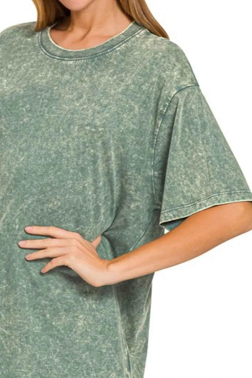 Zenana Washed Short Sleeve Top