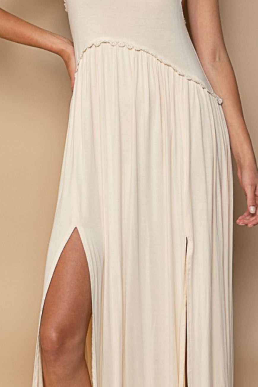 POL Sleeveless Back Zipper Front Slit Maxi Dress - TopFashionHQ