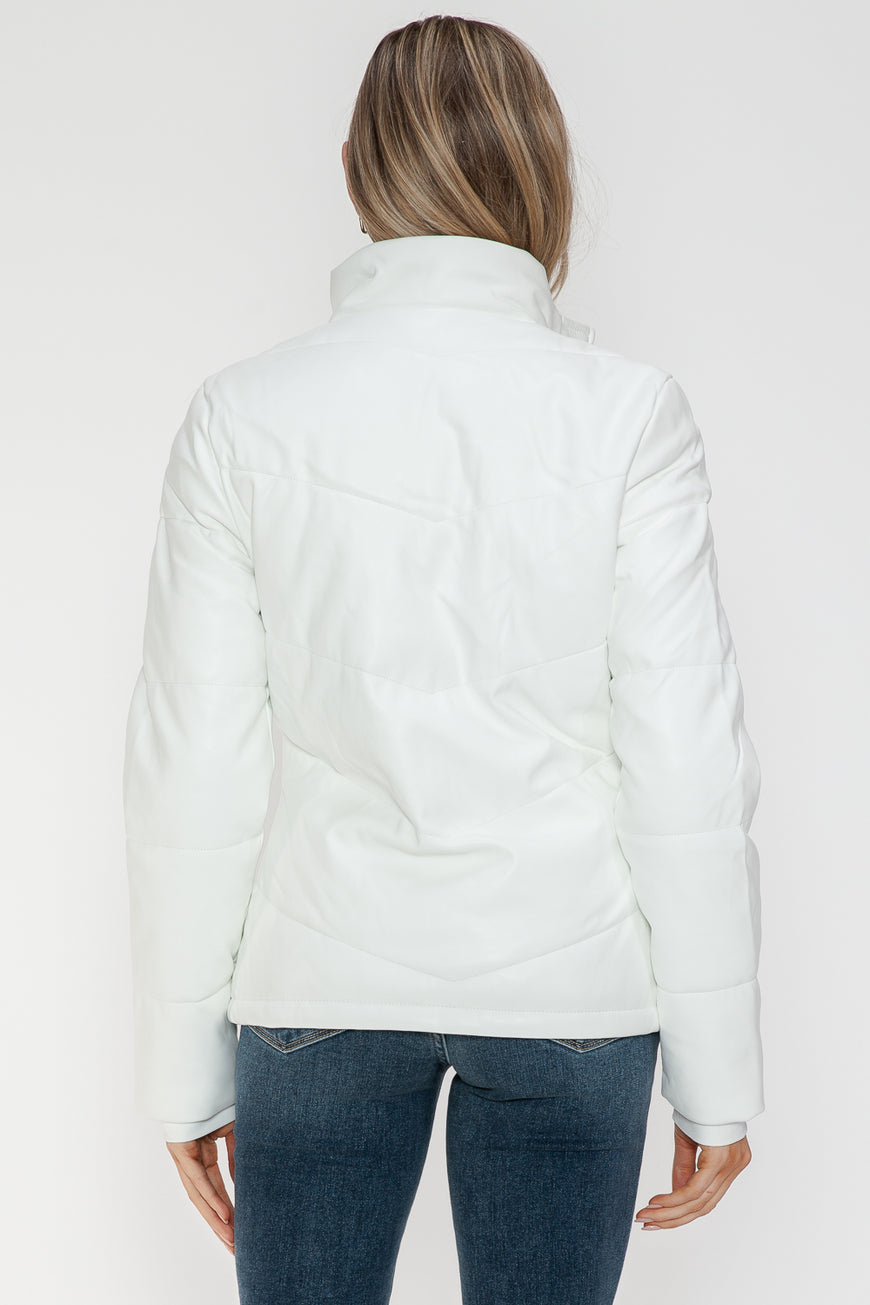 Snobbish Pocketed Zip Up Turtleneck Puffer Jacket - TopFashionHQ