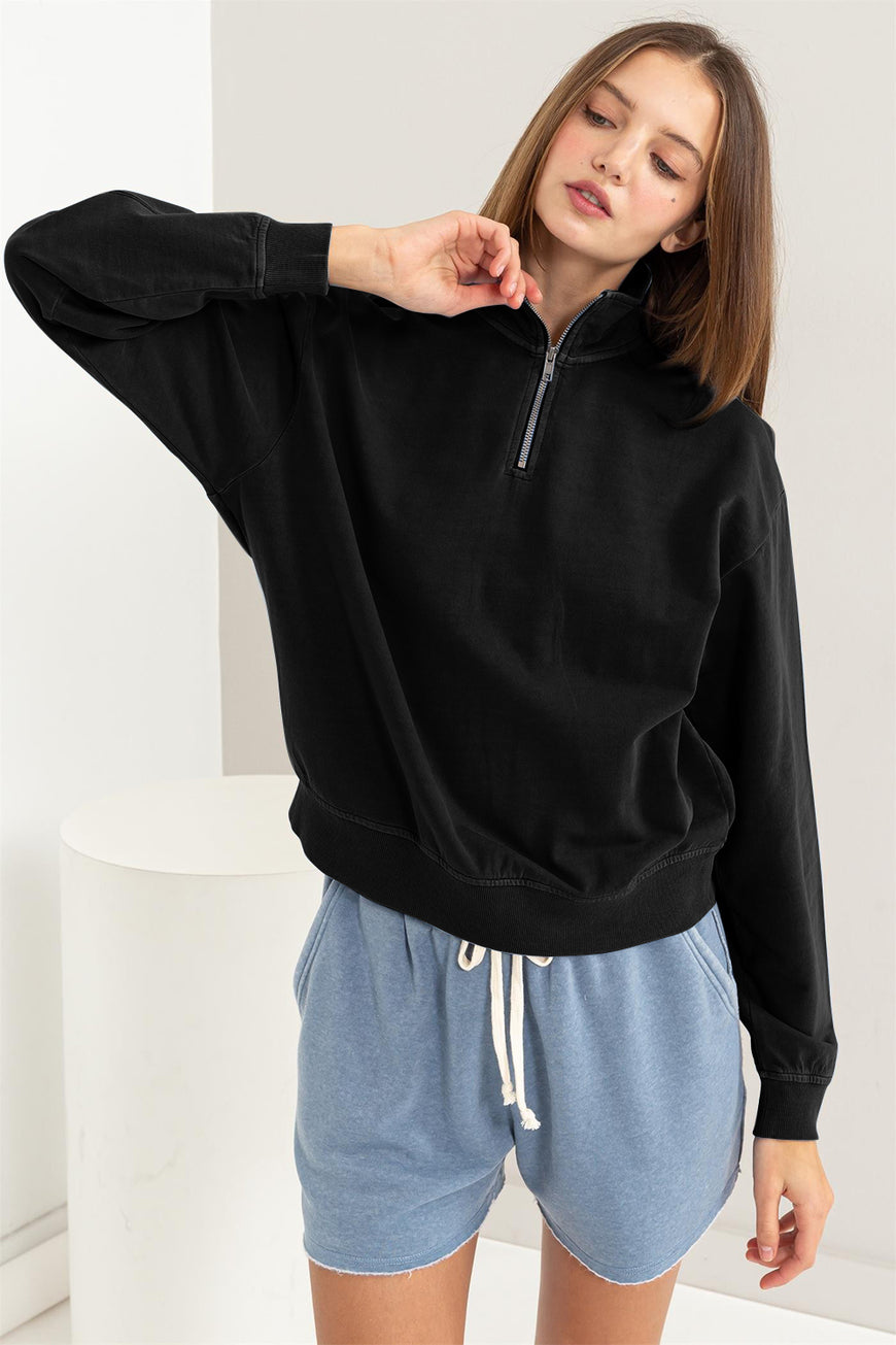 HYFVE Half Zip Drop Shoulder Sweatshirt