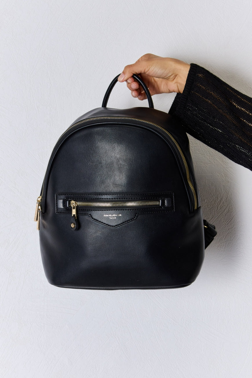 David Jones PU Leather Backpack - TopFashionHQ