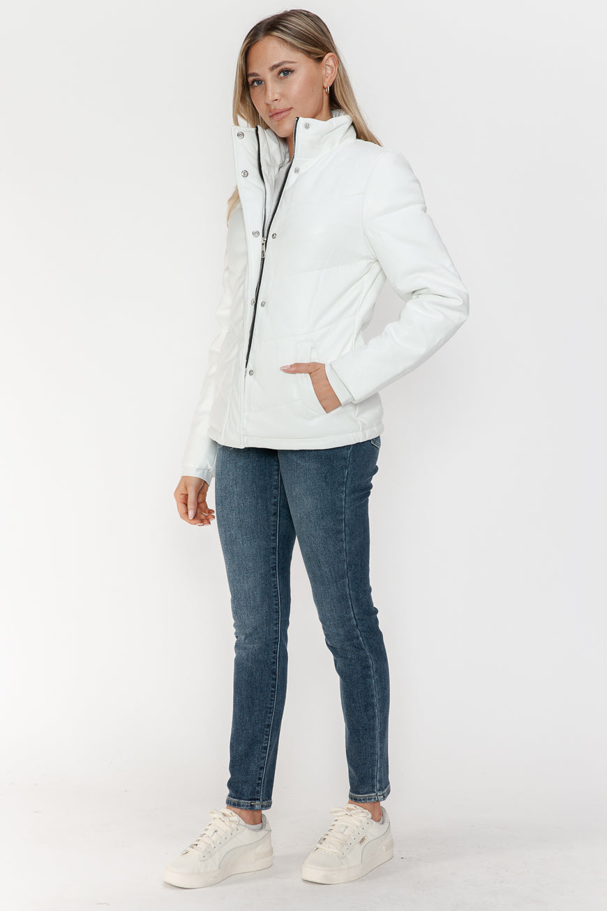 Snobbish Pocketed Zip Up Turtleneck Puffer Jacket - TopFashionHQ