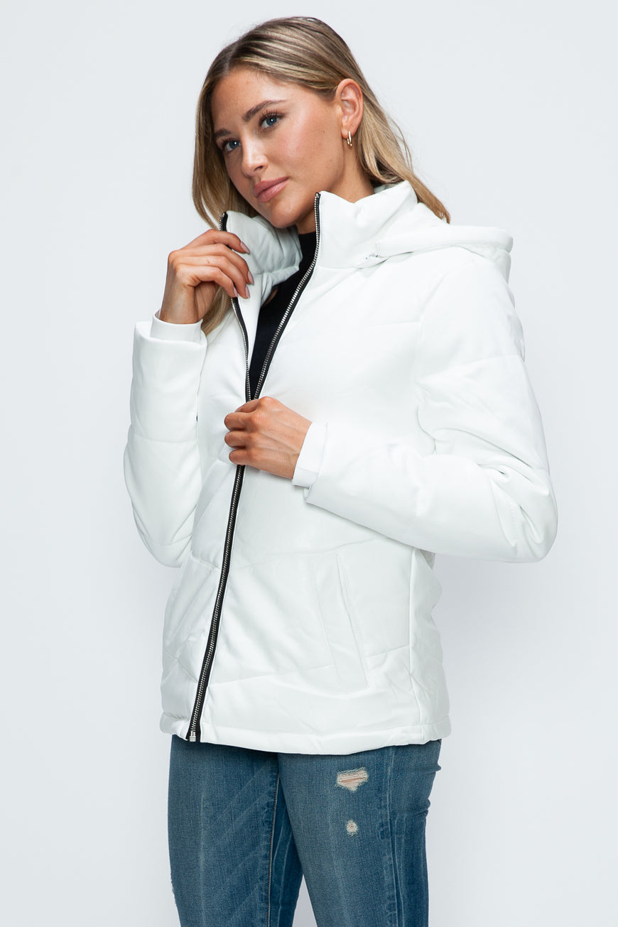 How Dare U Pocketed Zip Up Puffer Jacket with Removable Hood - TopFashionHQ