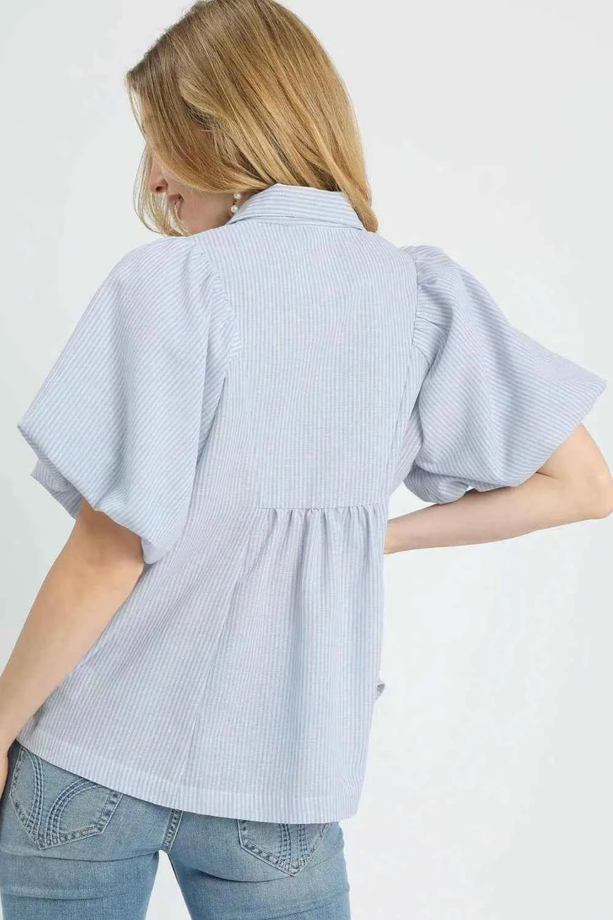 Umgee Smocked Puff Sleeve Blouse