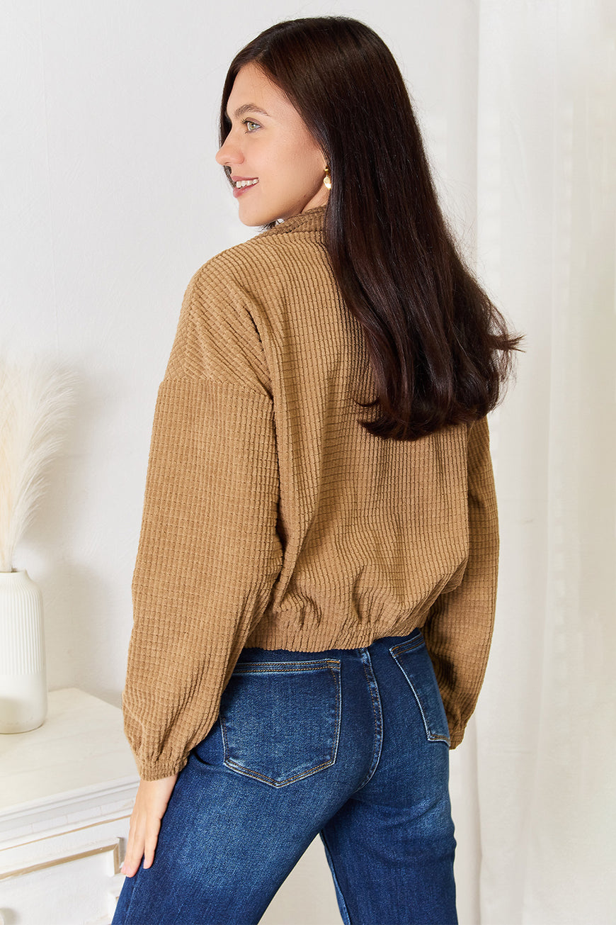 Double Take Long Sleeve Dropped Shoulder Jacket - TopFashionHQ
