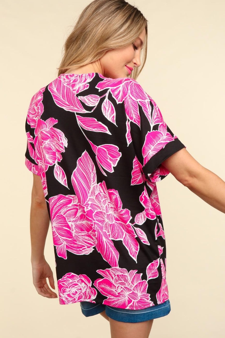 Haptics Floral Drop Shoulder T-Shirt