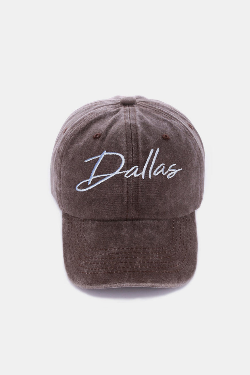 Zenana Washed DALLAS Embroidered Baseball Cap