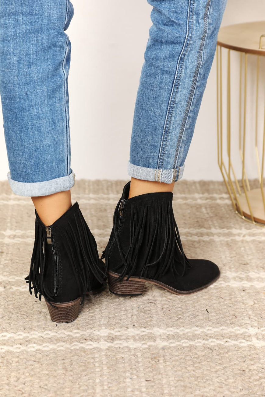 Legend Women's Fringe Cowboy Western Ankle Boots - TopFashionHQ
