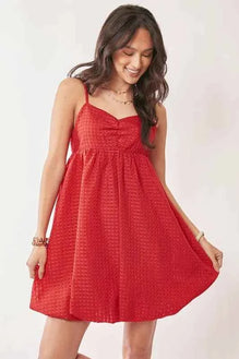 Davi & Dani Textured Sweetheart Neckline Bubble Hem Dress