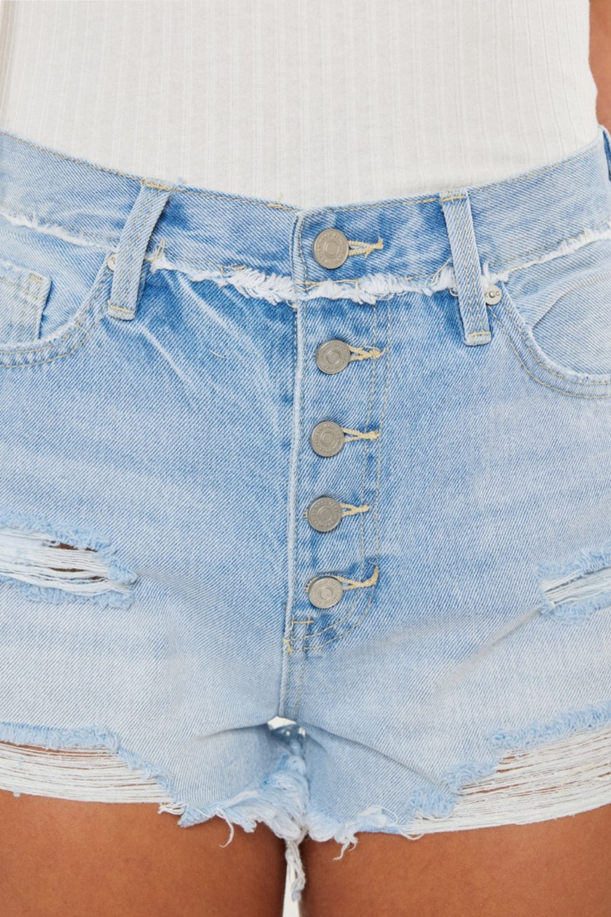 Kancan Distressed Button Fly Denim Shorts - TopFashionHQ