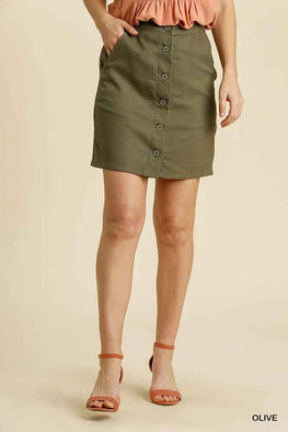 Umgee Button Down Skirt with Pockets