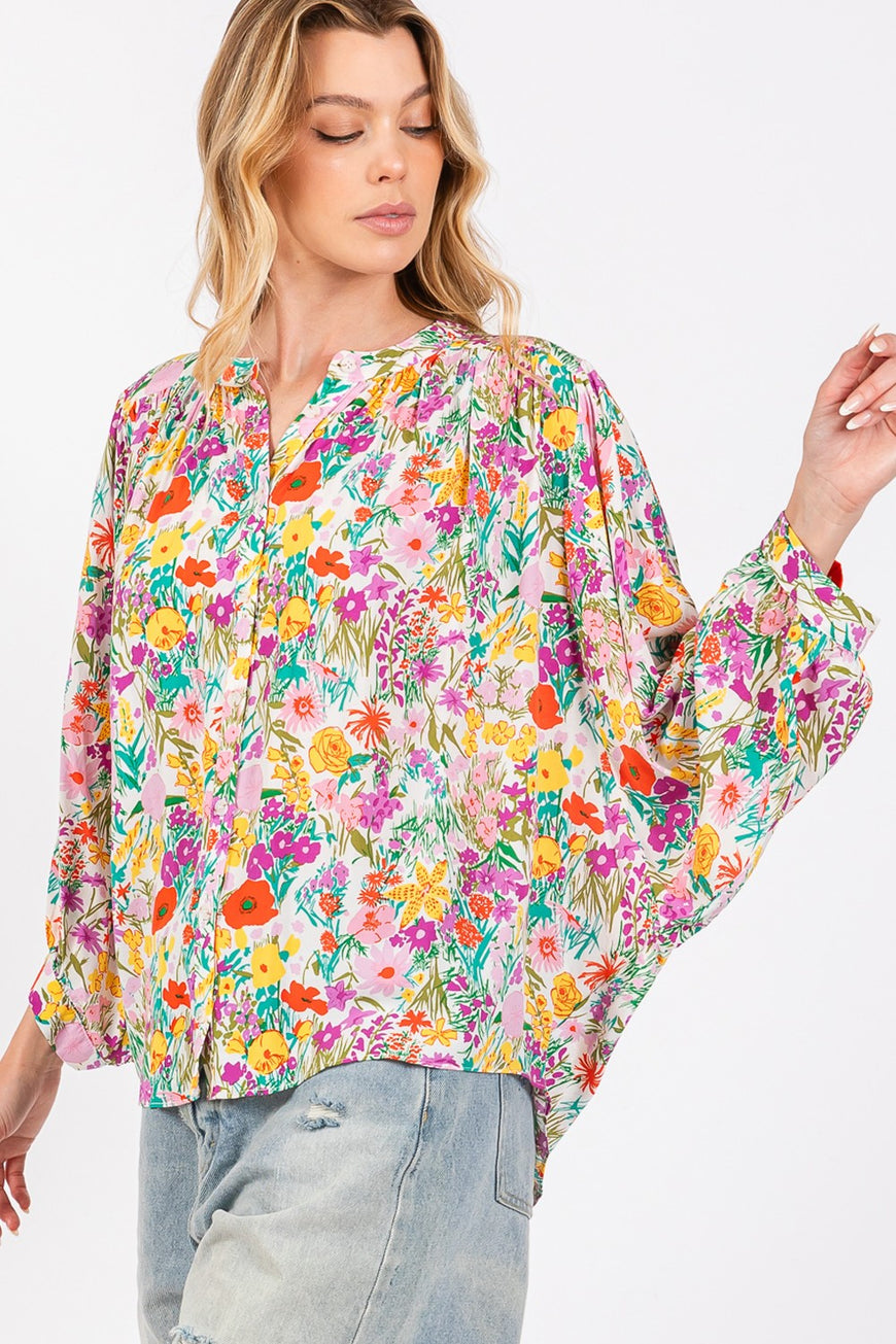 SAGE + FIG Button Down Floral Shirt - TopFashionHQ