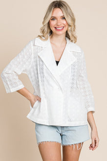 Culture Code Double Breasted Eyelet Jacket with Pockets