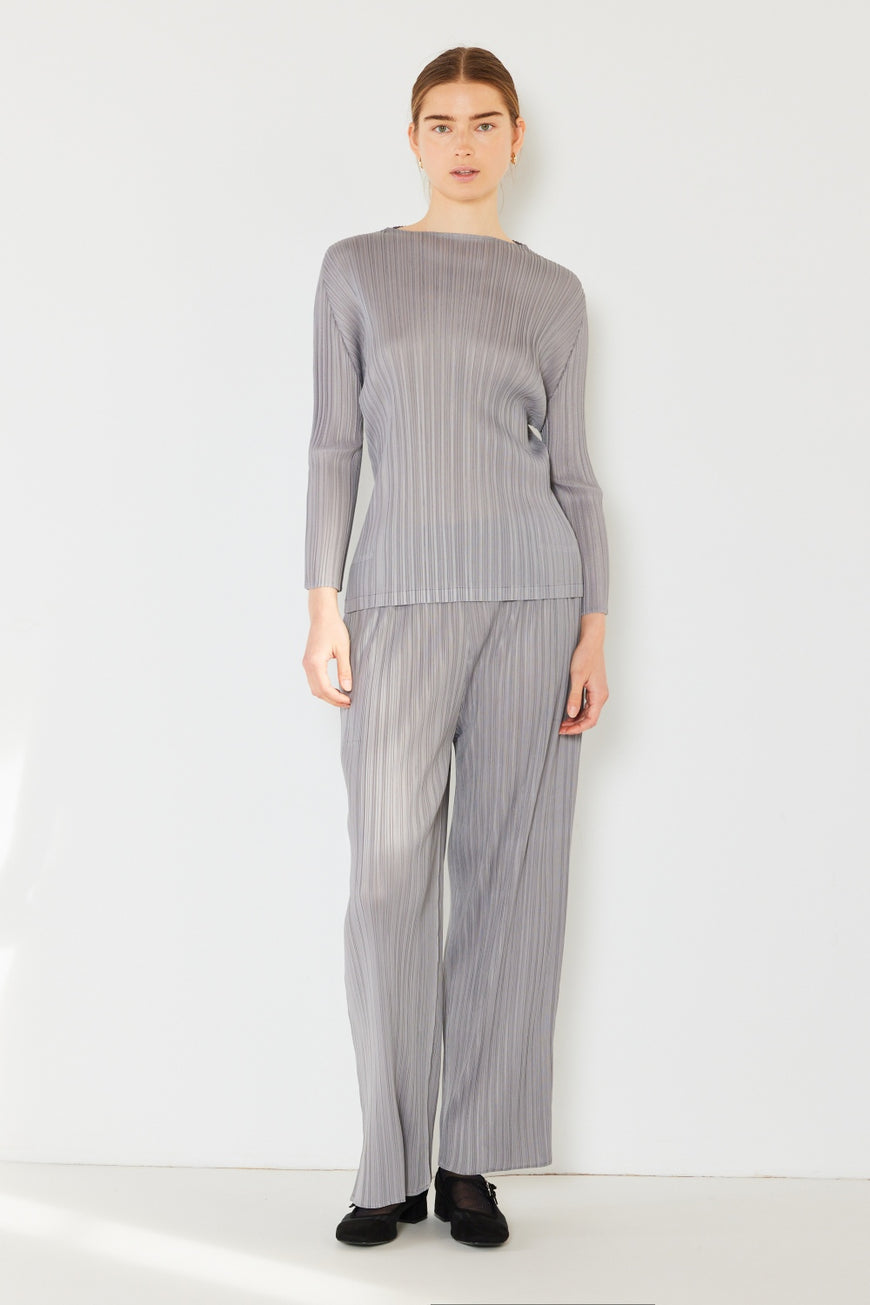 Marina West Swim Pleated Long Sleeve Boatneck Top - TopFashionHQ