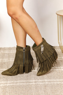 Legend Women's Tassel Wedge Heel Ankle Booties - TopFashionHQ