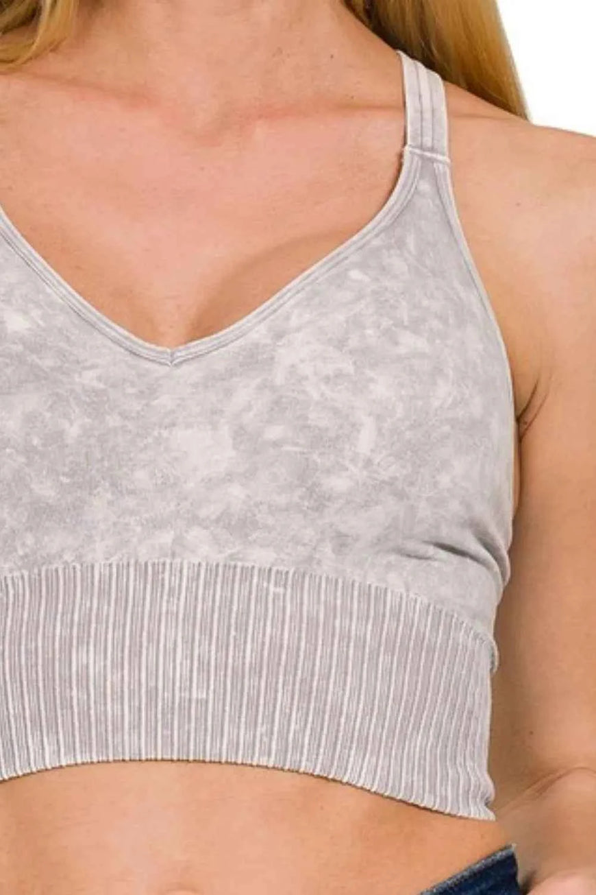 Zenana Washed Crisscross Strap Back Seamless Tank Top