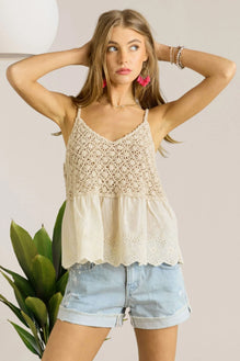 ADORA Crochet V Neck Tank Top