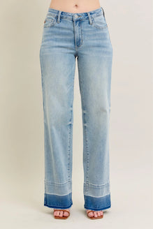 Judy Blue Full Size Mr Release Hem Wide Leg Jeans Plus Size