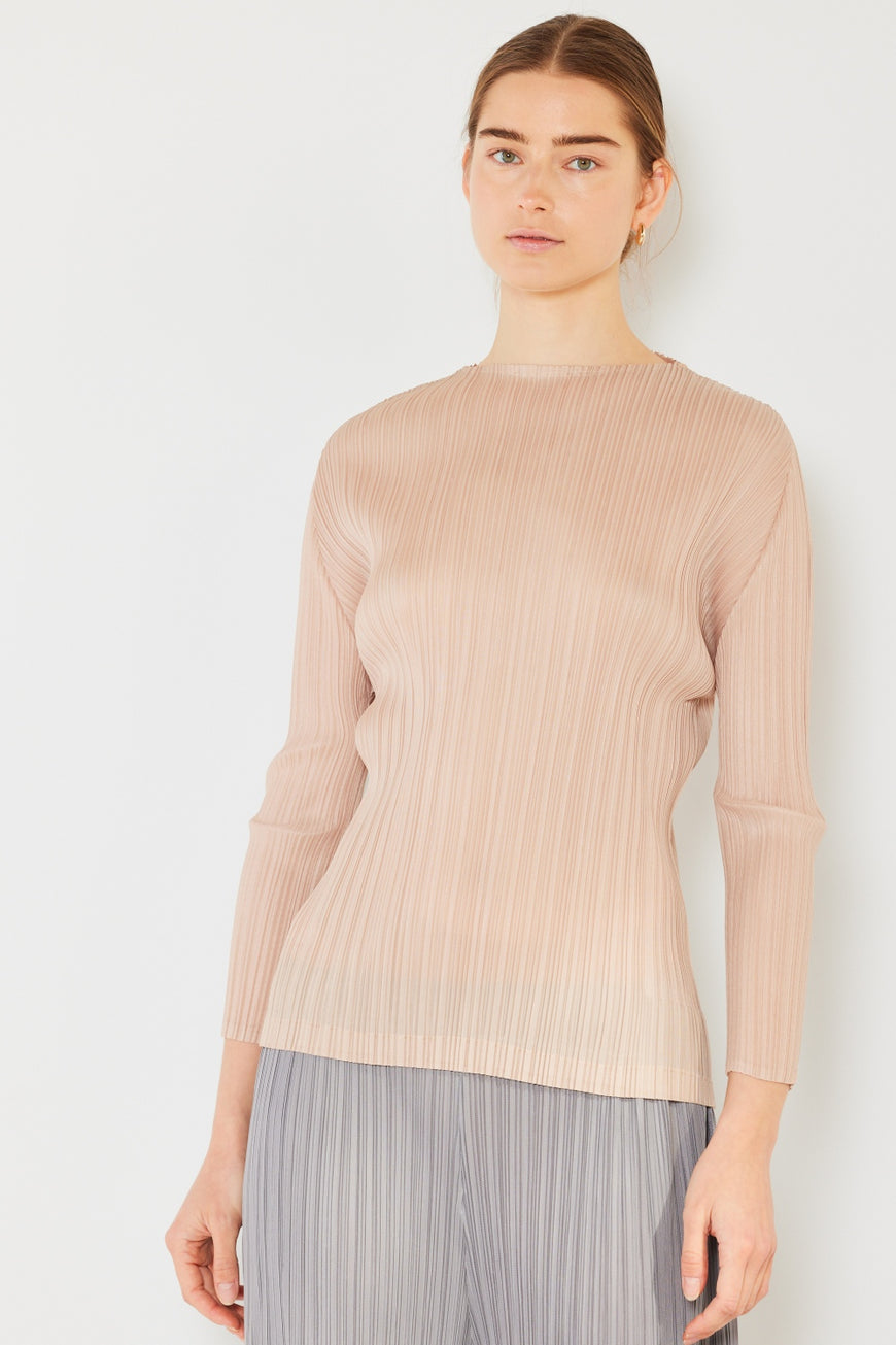 Marina West Swim Pleated Long Sleeve Boatneck Top - TopFashionHQ