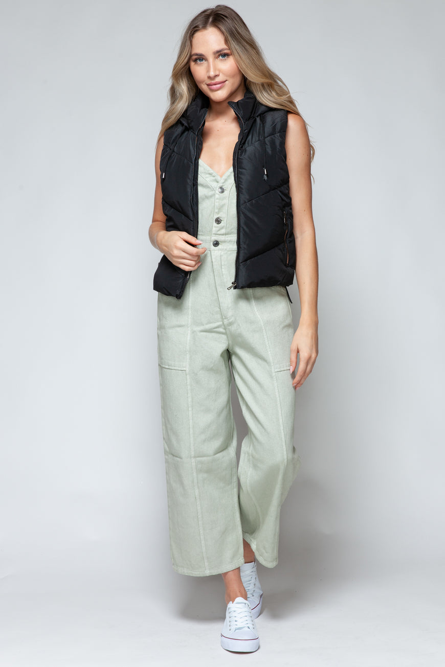 Snobbish Zip Up Quilted Hooded Vest - TopFashionHQ