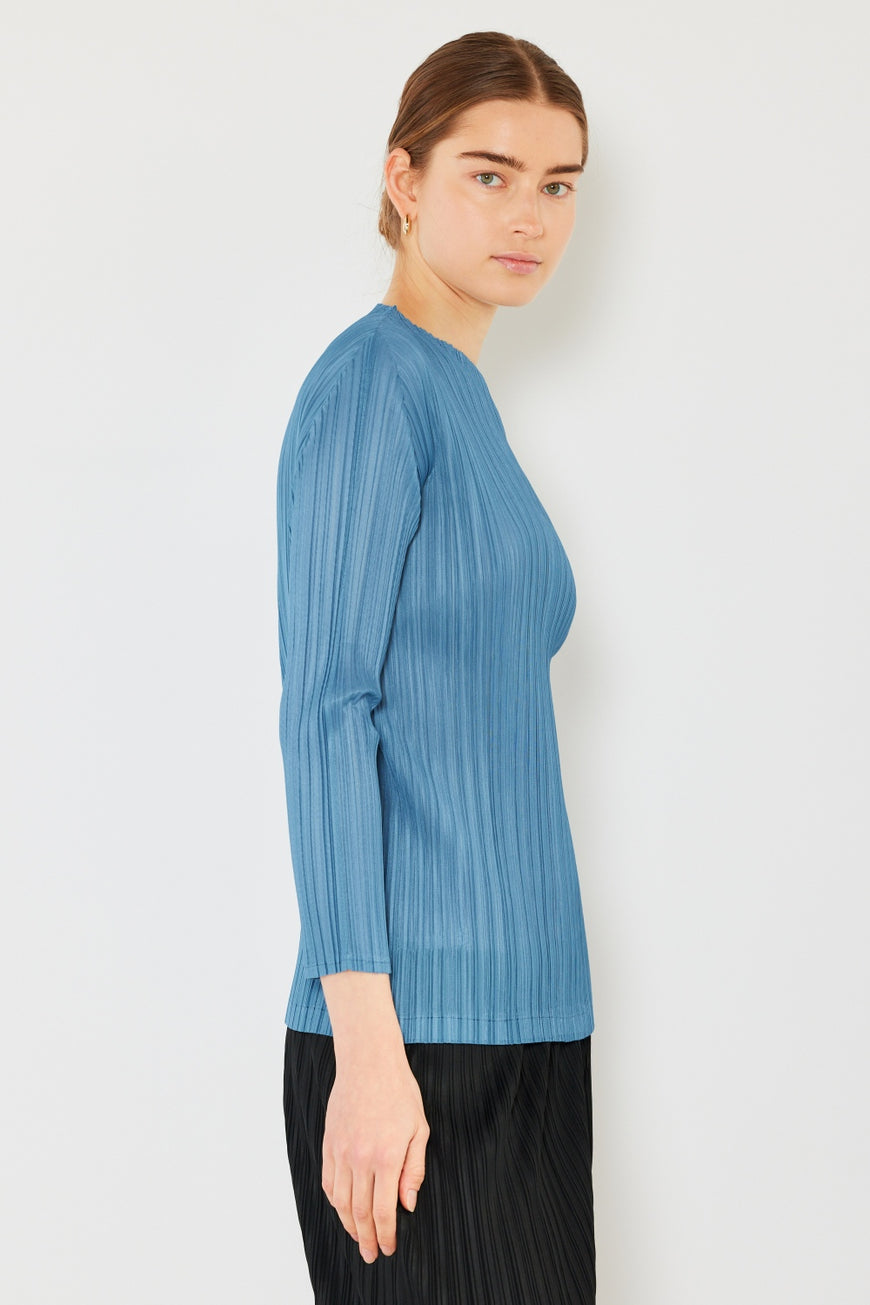 Marina West Swim Pleated Long Sleeve Boatneck Top - TopFashionHQ