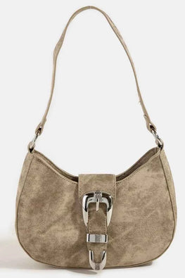 Fame Buckle Detail Hobo Shoulder Bag