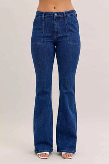 Judy Blue High Waist Flare Jeans with Front Patch Pockets