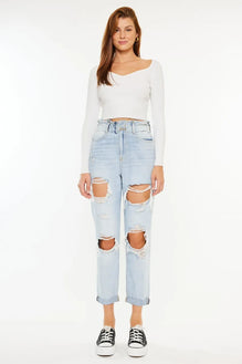 Kancan Open Pack Paperbag Mom Jeans