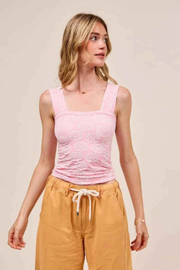 SO ME Two Tone Floral Seamless Tank Top