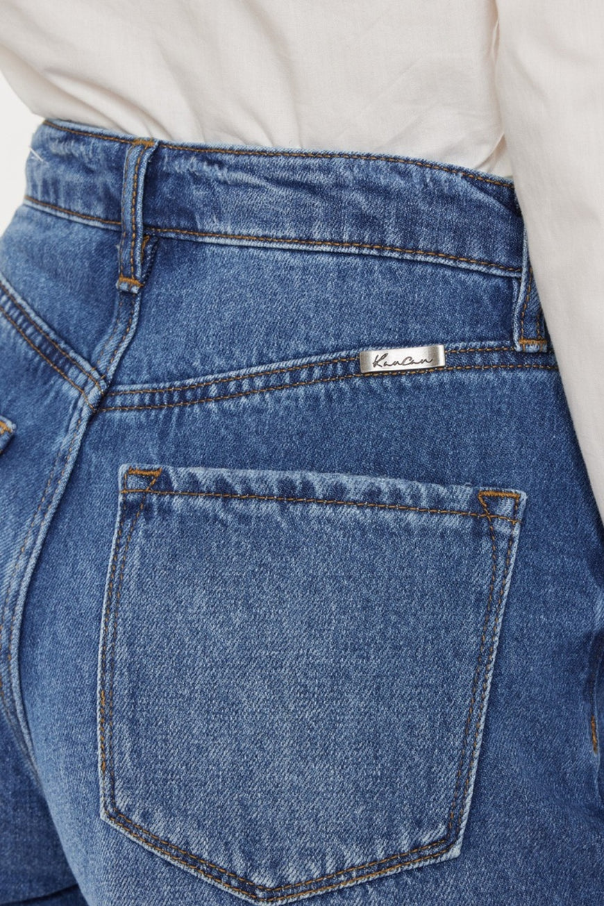Kancan Distressed Button-Fly High Waist Denim Shorts - TopFashionHQ
